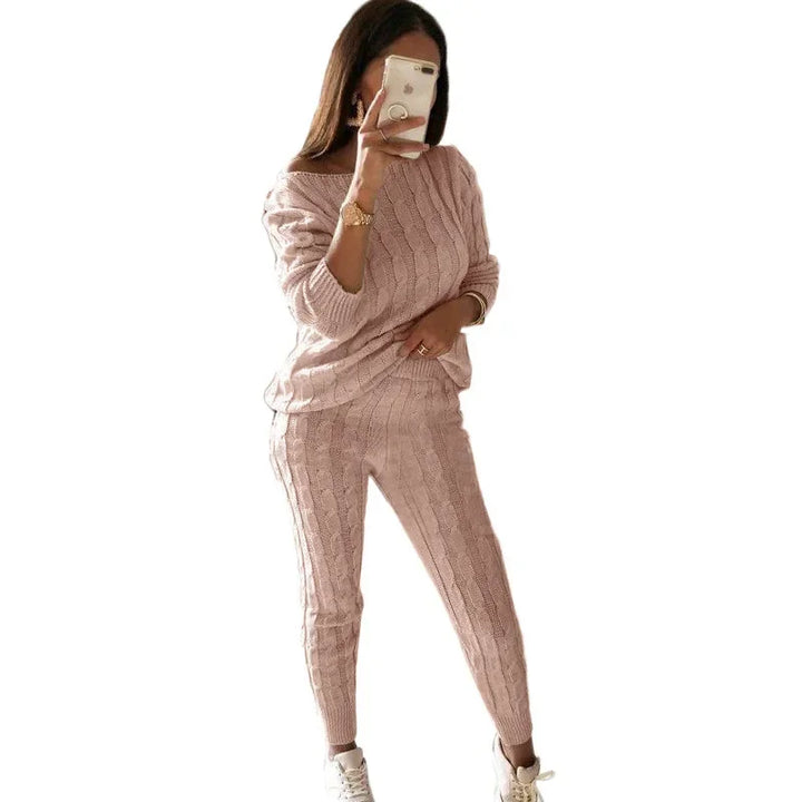 Women's Knitted Tracksuit Two-Piece Set for Autumn & Winter – Isaline