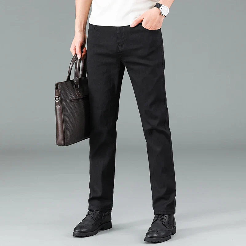 Herre Straight Fit Jeans i sort med stretch – Milan