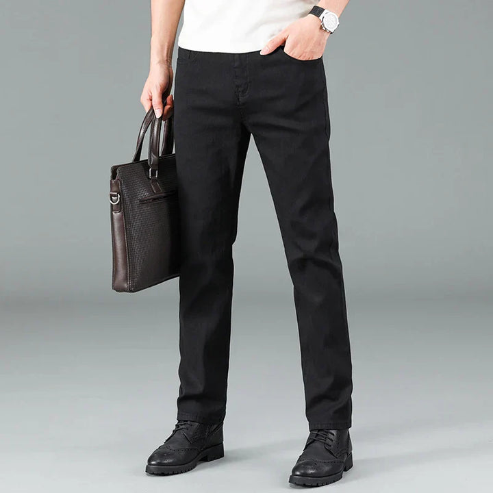 Herre Straight Fit Jeans i sort med stretch – Milan