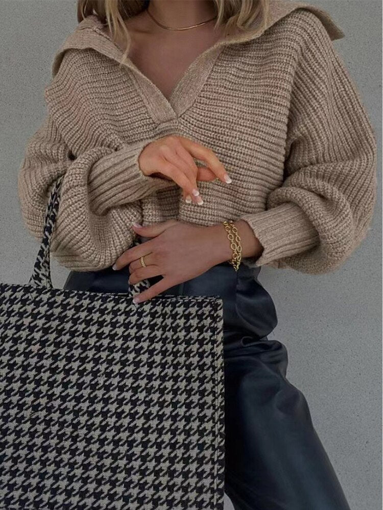 Knitted V-neck Sweater - Isolde
