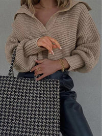 Knitted V-neck Sweater - Isolde