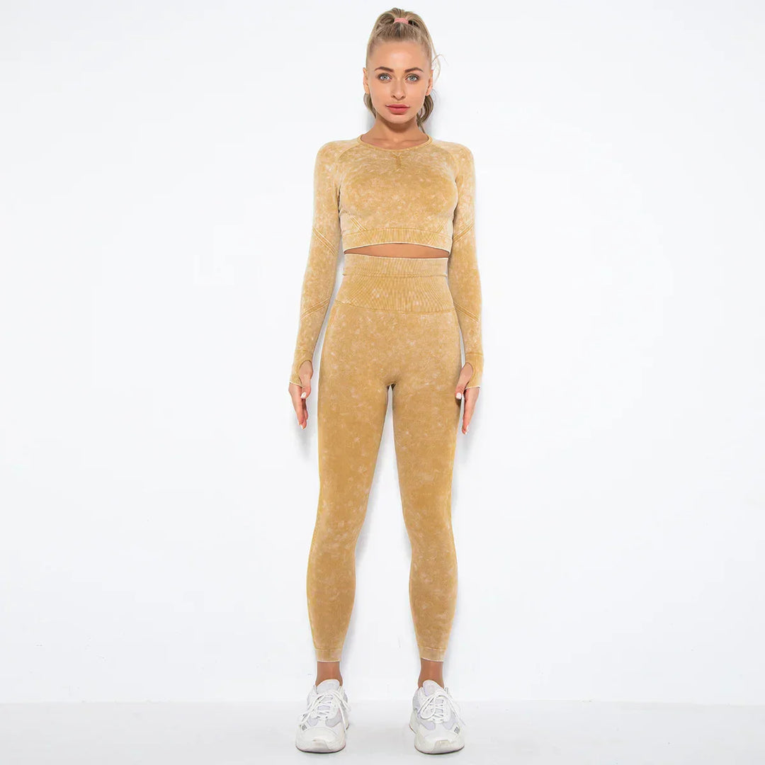Conjunto de yoga para mujer sin costuras con top corto - Nova