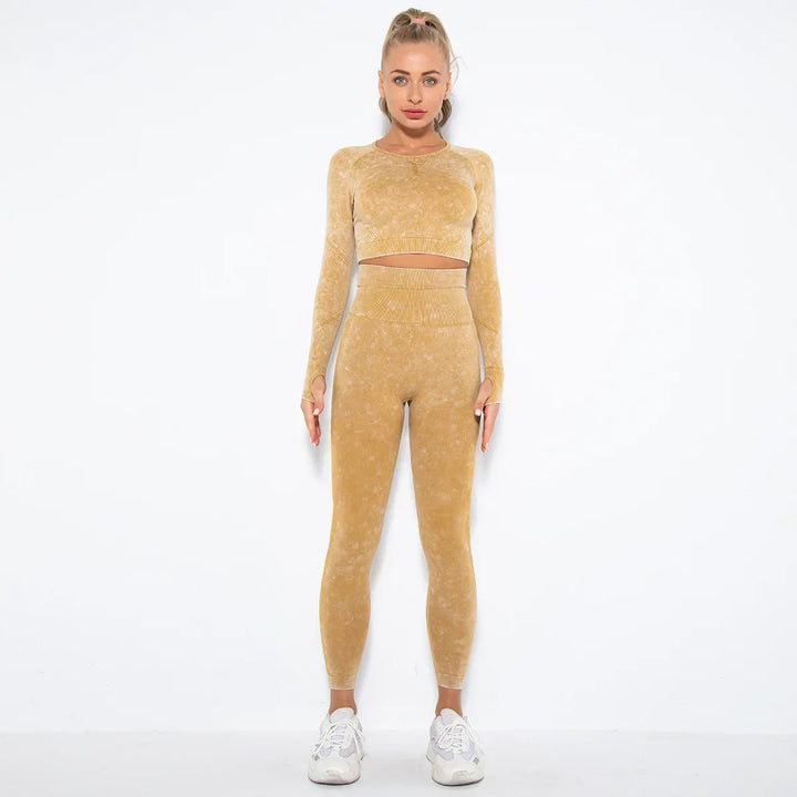 Conjunto de yoga para mujer sin costuras con top corto - Nova