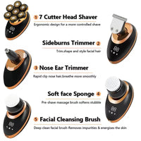7D Floating Electric Shaver with 5-in-1 Grooming Kit and Waterproof Design – FlexEdge