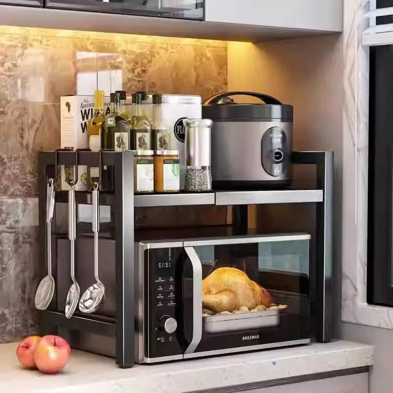 Kitchen shelf made of carbon steel with extendable double layer – Milo