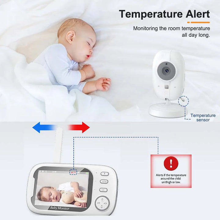 3,5-Zoll Video-Babyphone mit Nachtsicht, Temperaturanzeige und Gegensprechanlage