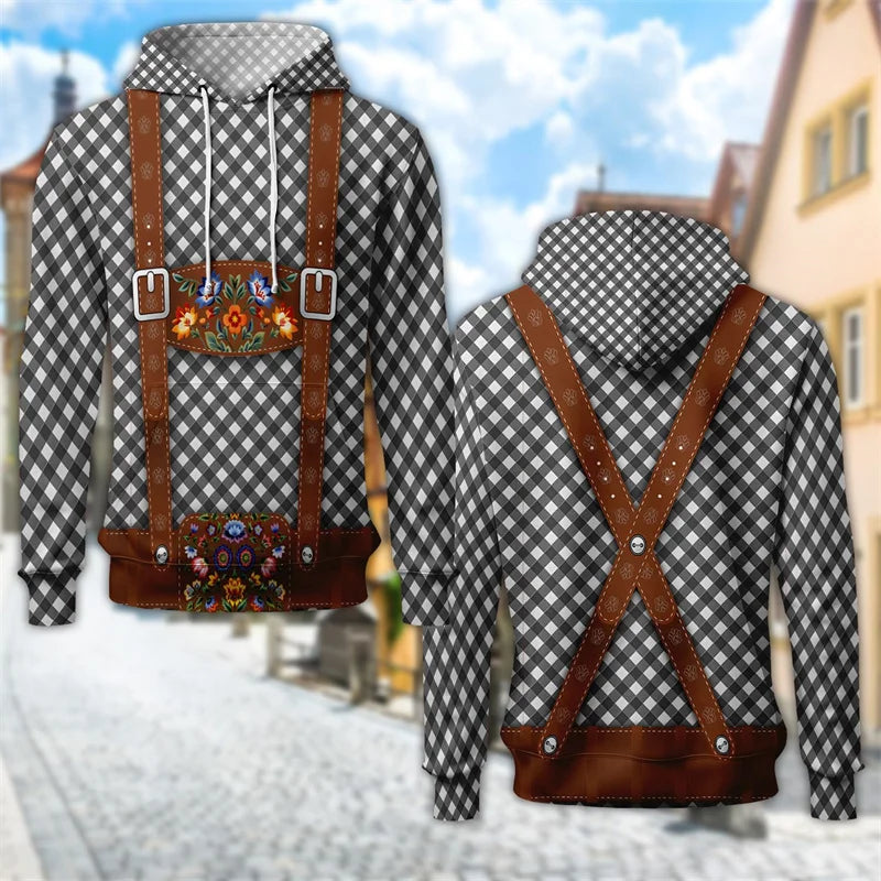 Sudadera con capucha 3D Trachten con estampado de jarra de cerveza – ProstZeit Oktoberfest 2025