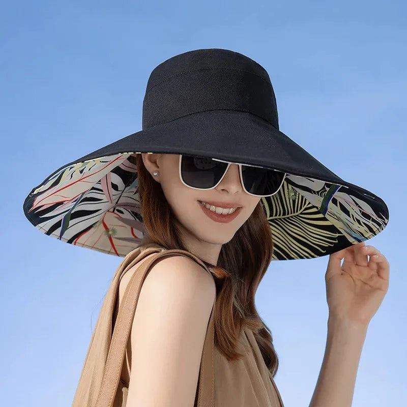 Reversible cotton sun hat with wide brim (56–60 cm) – Liora