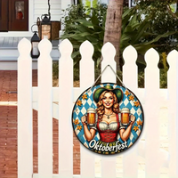 Rund vægdekoration „Oktoberfest-pige“ (20 cm) – BierMaid Art Oktoberfest 2025