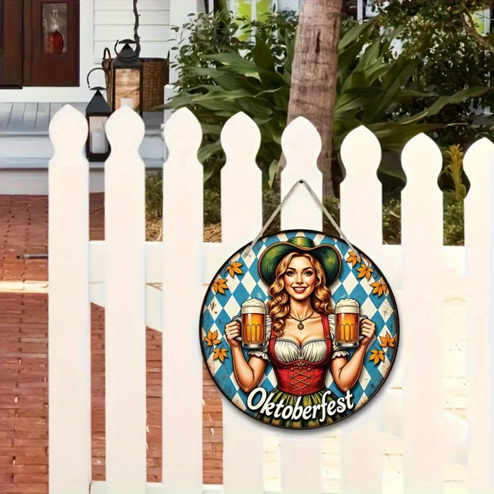 Rund vægdekoration „Oktoberfest-pige“ (20 cm) – BierMaid Art Oktoberfest 2025