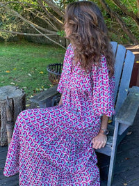 Printed maxi dress with waist band – Aurelia