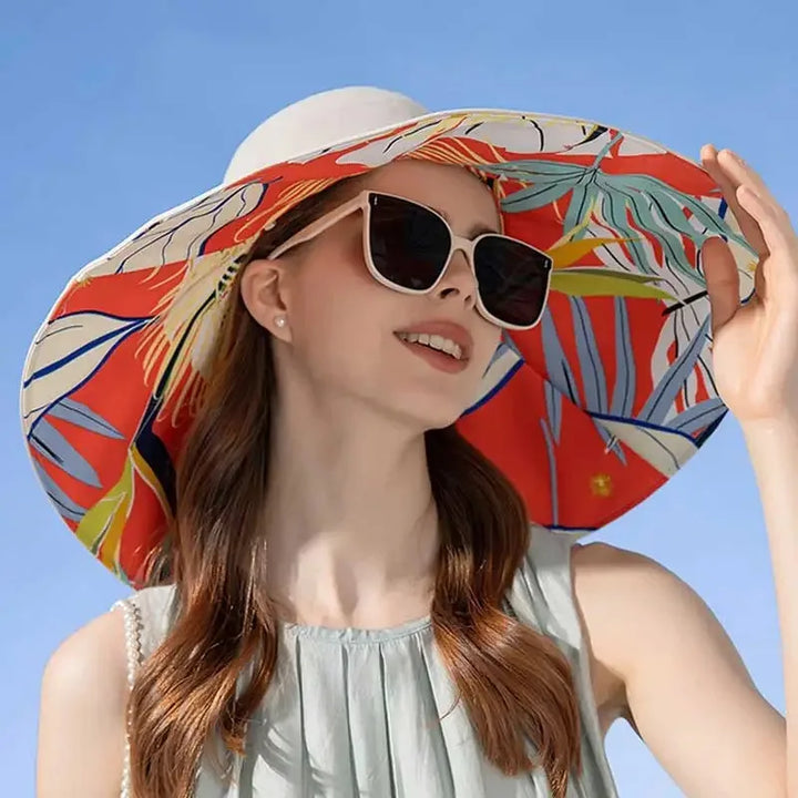 Reversible cotton sun hat with wide brim (56–60 cm) – Liora