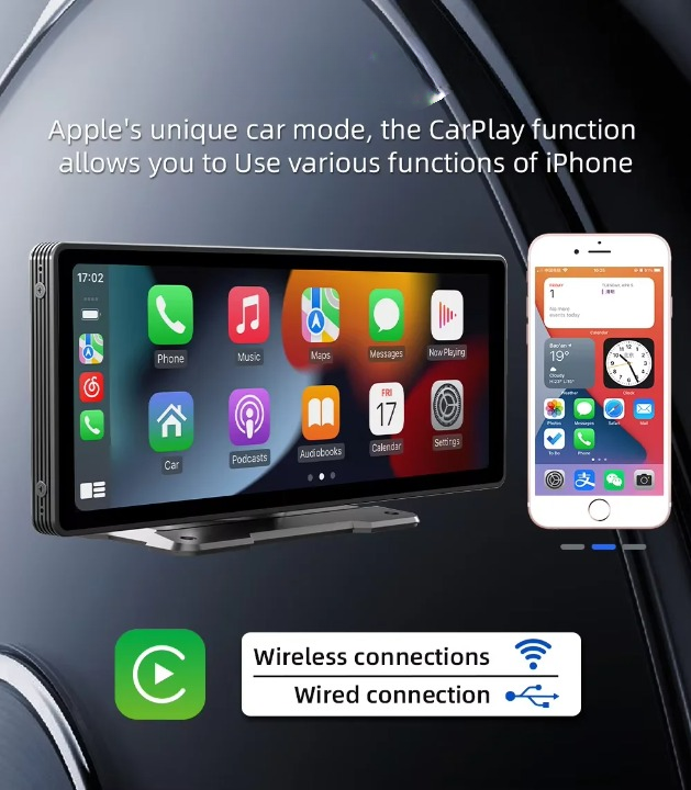 Universal 10.26-inch (26.06 cm) Car Multimedia Player with Wireless CarPlay and Android Auto