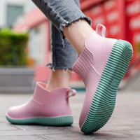 Botines de lluvia para mujer impermeables con caña de punto y suela antideslizante – Liora