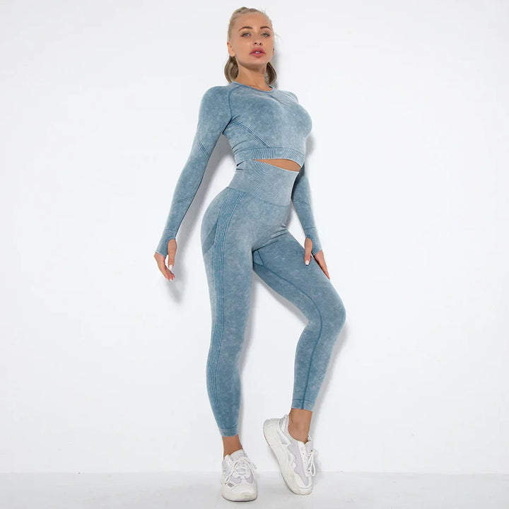 Conjunto de yoga para mujer sin costuras con top corto - Nova