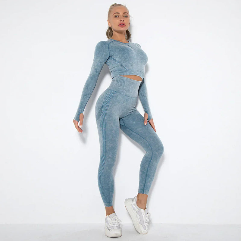 Conjunto de yoga para mujer sin costuras con top corto - Nova