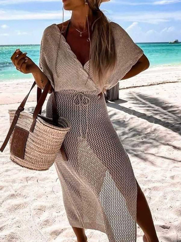 Crocheted beach dress with waist belt – Yara