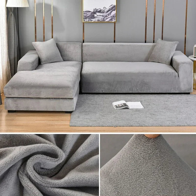 Stretch velour sofa cover with luxurious finish – Sofina