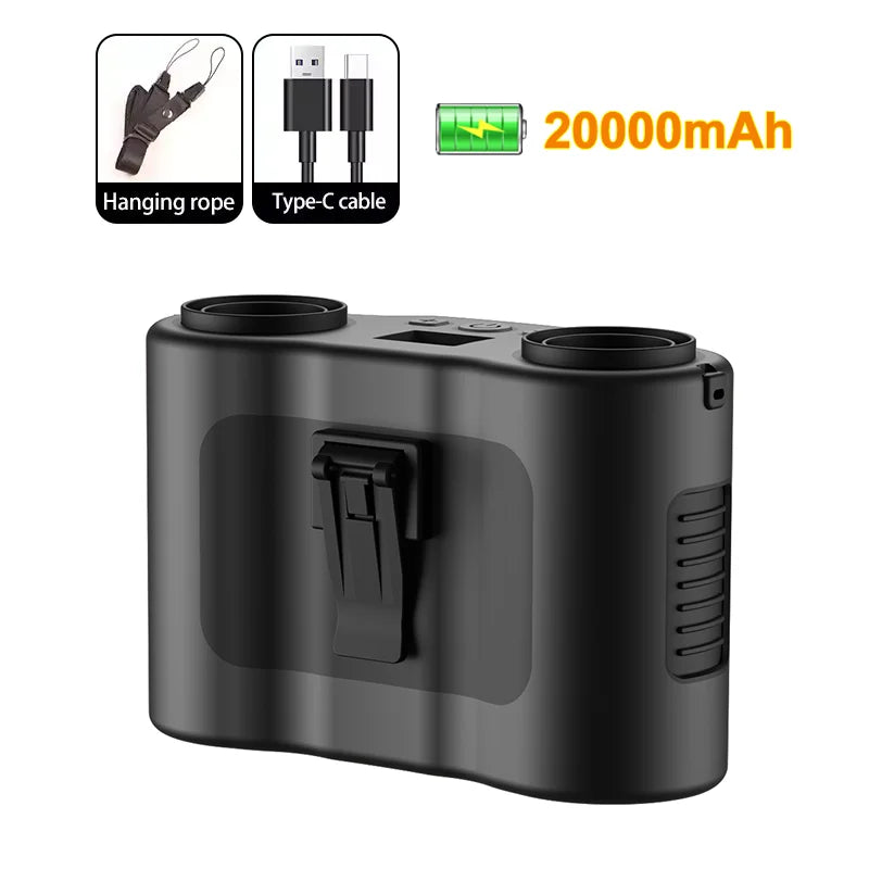 Portable Waist Clip Fan with Two Air Outlets and 20,000mAh Battery – BreezeMate