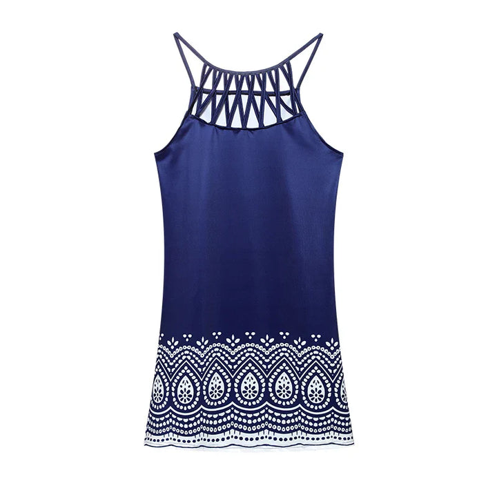 Trendiges Sommer-Tunikakleid mit Ethno-Print & Spaghettiträgern – Kiara
