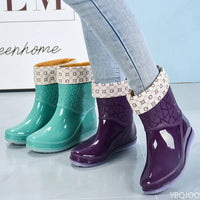 Women's mid-height waterproof rain boots with pattern & non-slip sole – Marvella