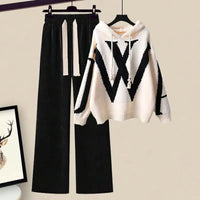 Women's Two-Piece Autumn Set with Knit Sweater and Wide Pants – Selina