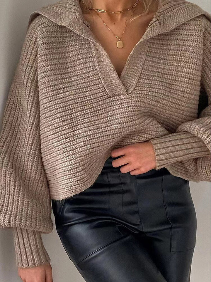 Knitted V-neck Sweater - Isolde