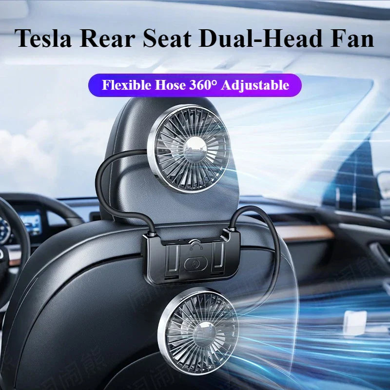 Dual-Head Rear Table Fan – Eary – (USB-C Rechargeable)