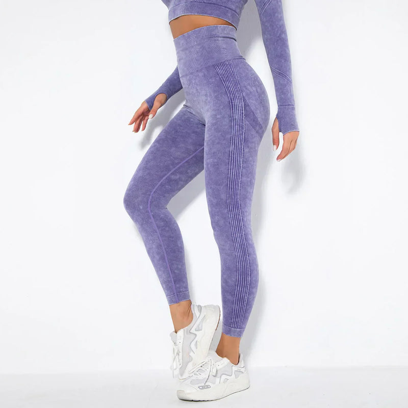 Conjunto de yoga para mujer sin costuras con top corto - Nova