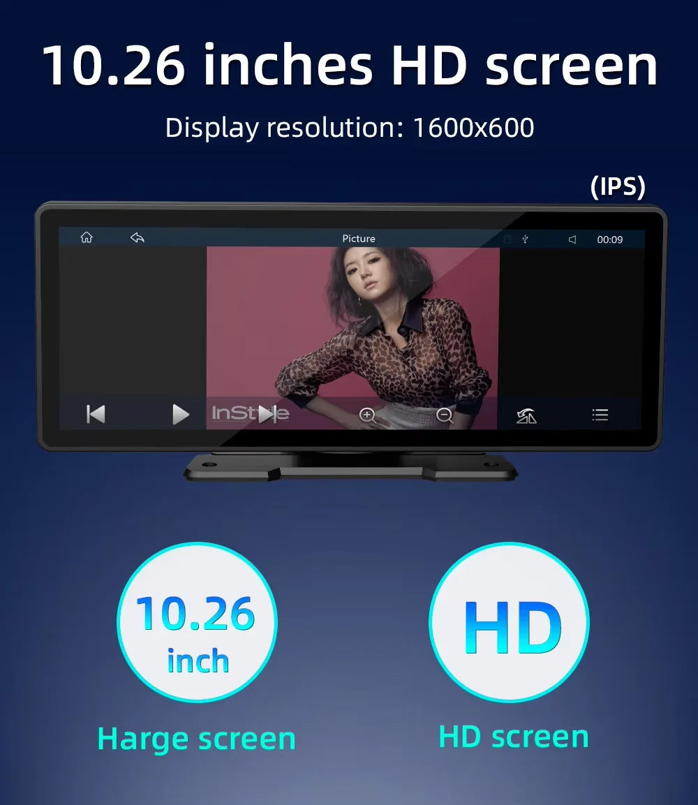 Universal 10.26-inch (26.06 cm) Car Multimedia Player with Wireless CarPlay and Android Auto