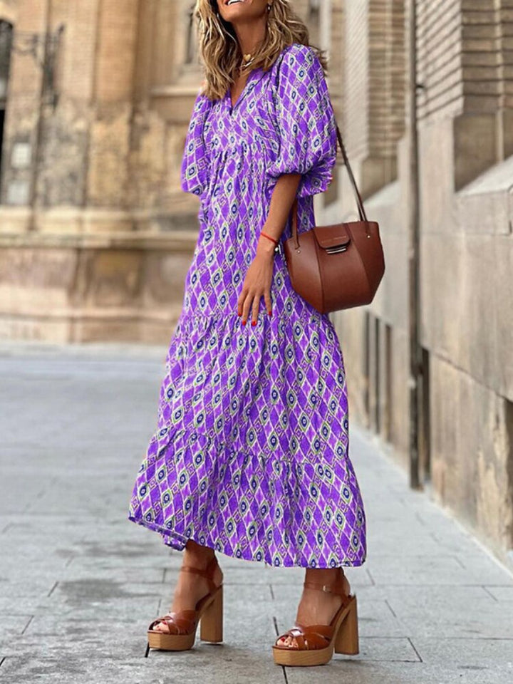 Printed maxi dress with waist band – Aurelia