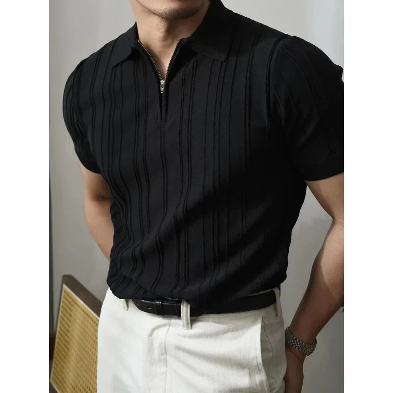 Slim fit herrepoloshirt med glidelås – Fabrizio