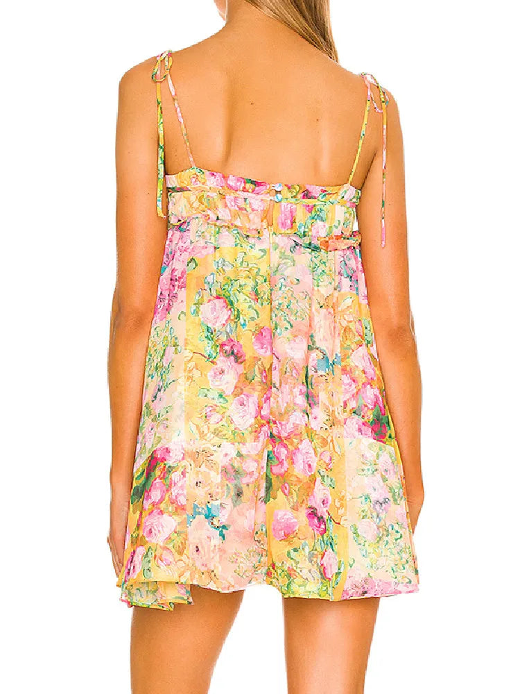 Rückenfreies Bohème-Minikleid mit Blumendruck – Juliette