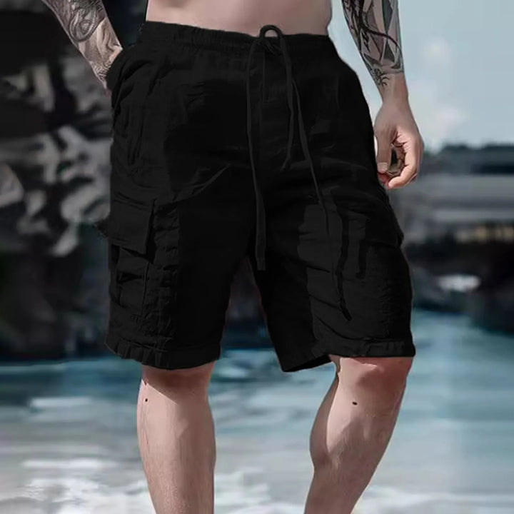 Airy men's linen shorts with wide leg and drawstring – Silas