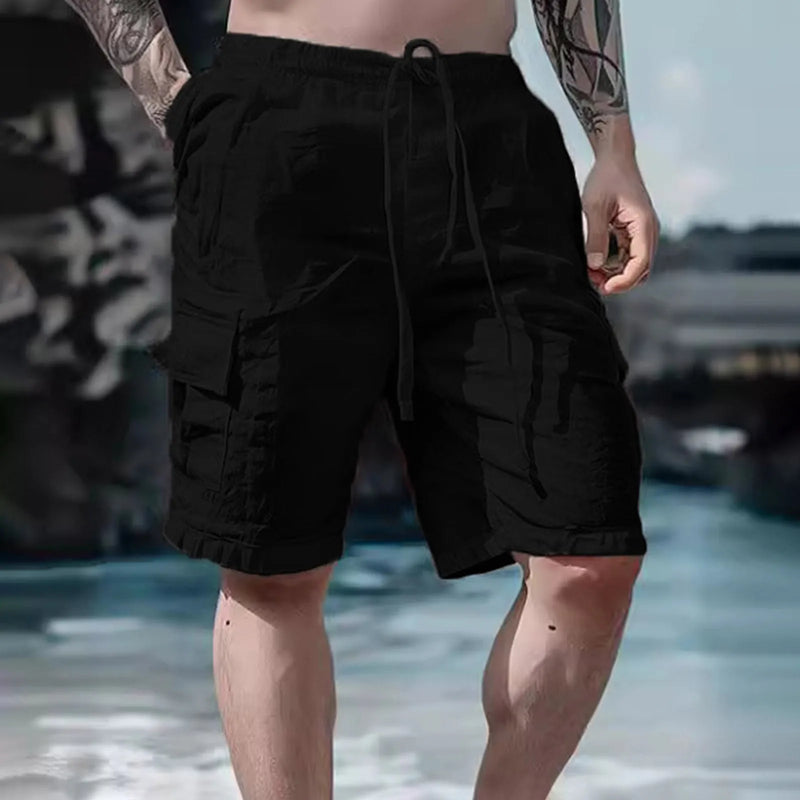 Airy men's linen shorts with wide leg and drawstring – Silas