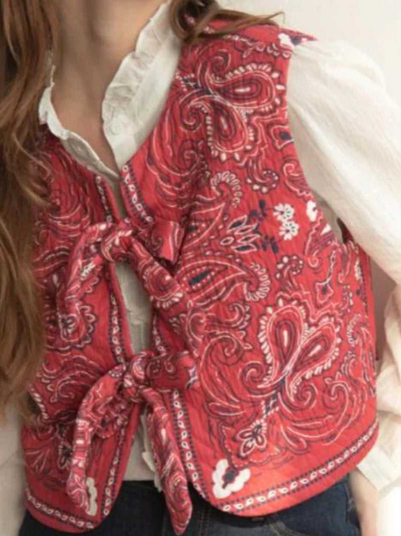 Y2K Red Bandana Wrap Top Trendy Cropped Streetwear Shirt - Liora