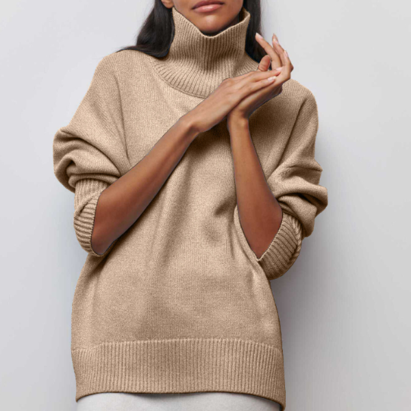 Soft Oversized Women's Turtleneck Sweater - Celeste