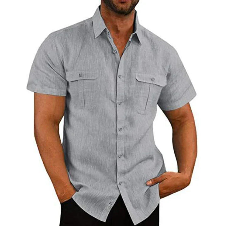 Men's Short-Sleeve Shirt with Chest Pockets and Kent Collar – Lennard