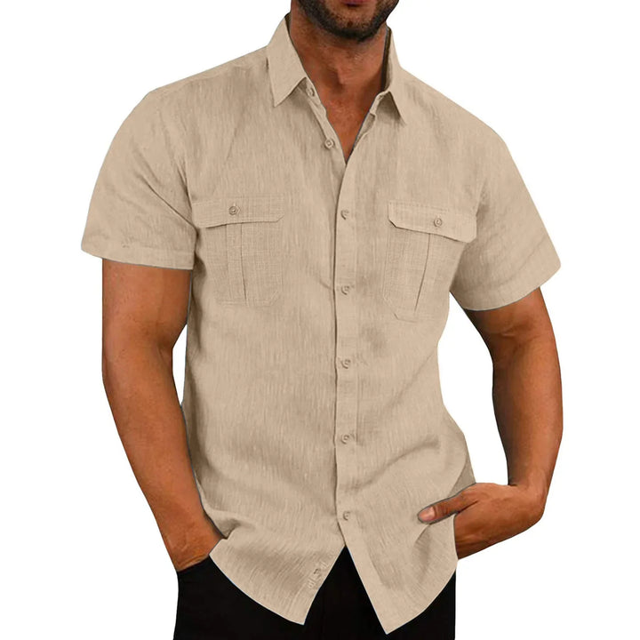 Men's Short-Sleeve Shirt with Chest Pockets and Kent Collar – Lennard