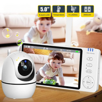 5-tommer HD video babyalarm med kamera, PTZ-zoom og nattesyn