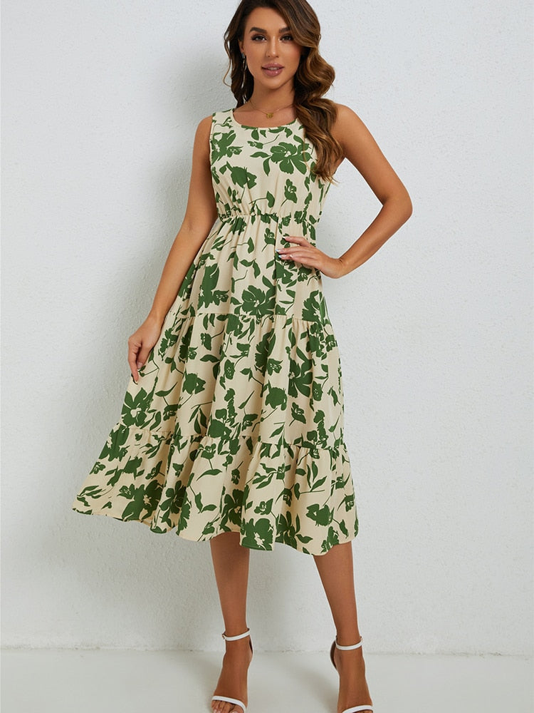 Summer Midi Dress with Floral Print – Fenna