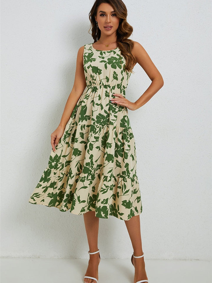 Summer Midi Dress with Floral Print – Fenna