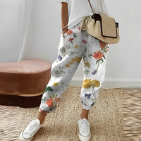 Boho women's pants with leaf pattern – Selina