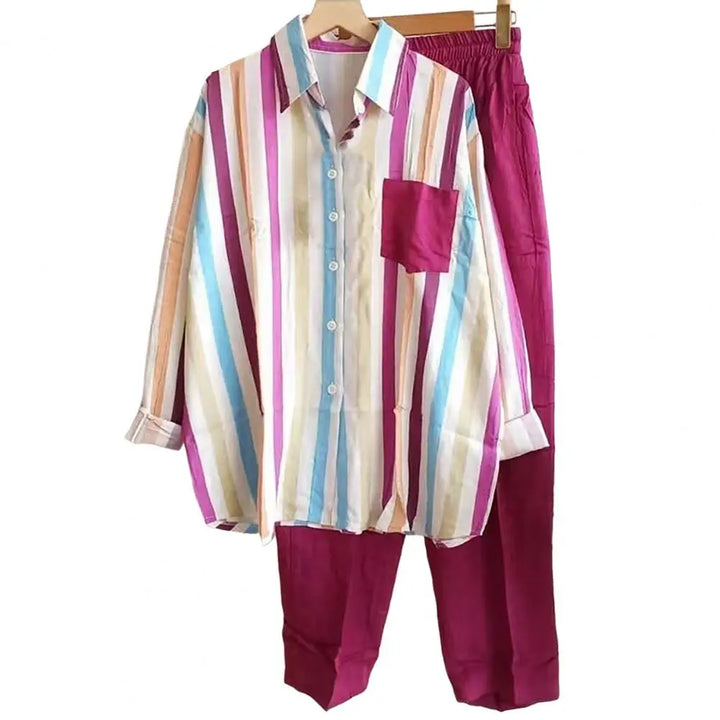 Two-piece summer set made of linen Loose shirt & wide pants - Zayenne