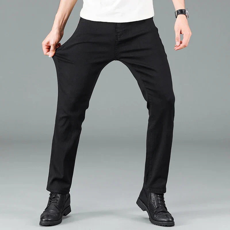 Herre Straight Fit Jeans i sort med stretch – Milan