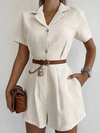 Linen summer jumpsuit with short sleeves – Maelis