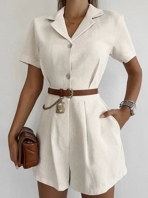 Linen summer jumpsuit with short sleeves – Maelis