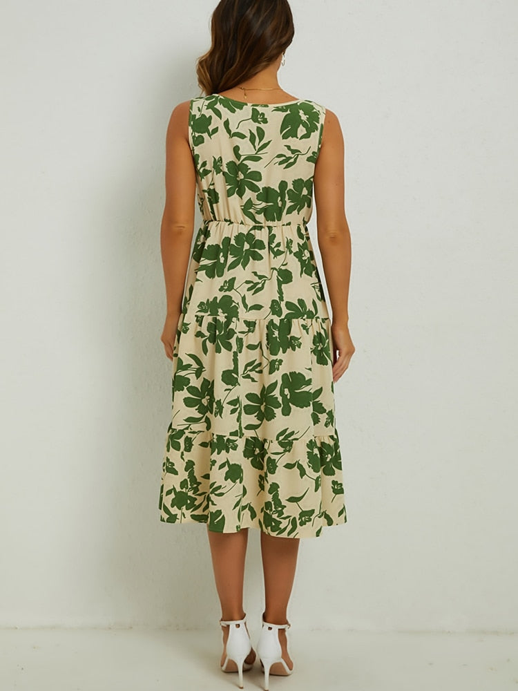 Summer Midi Dress with Floral Print – Fenna