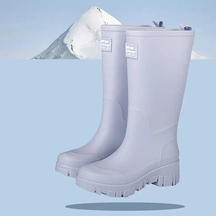 Women's Chelsea waterproof rain boots with block heel & tread sole – Saphira