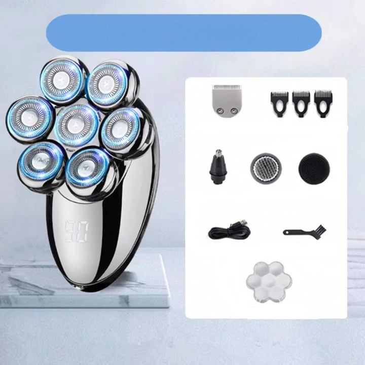 7D Floating Electric Shaver with 5-in-1 Grooming Kit and Waterproof Design – FlexEdge